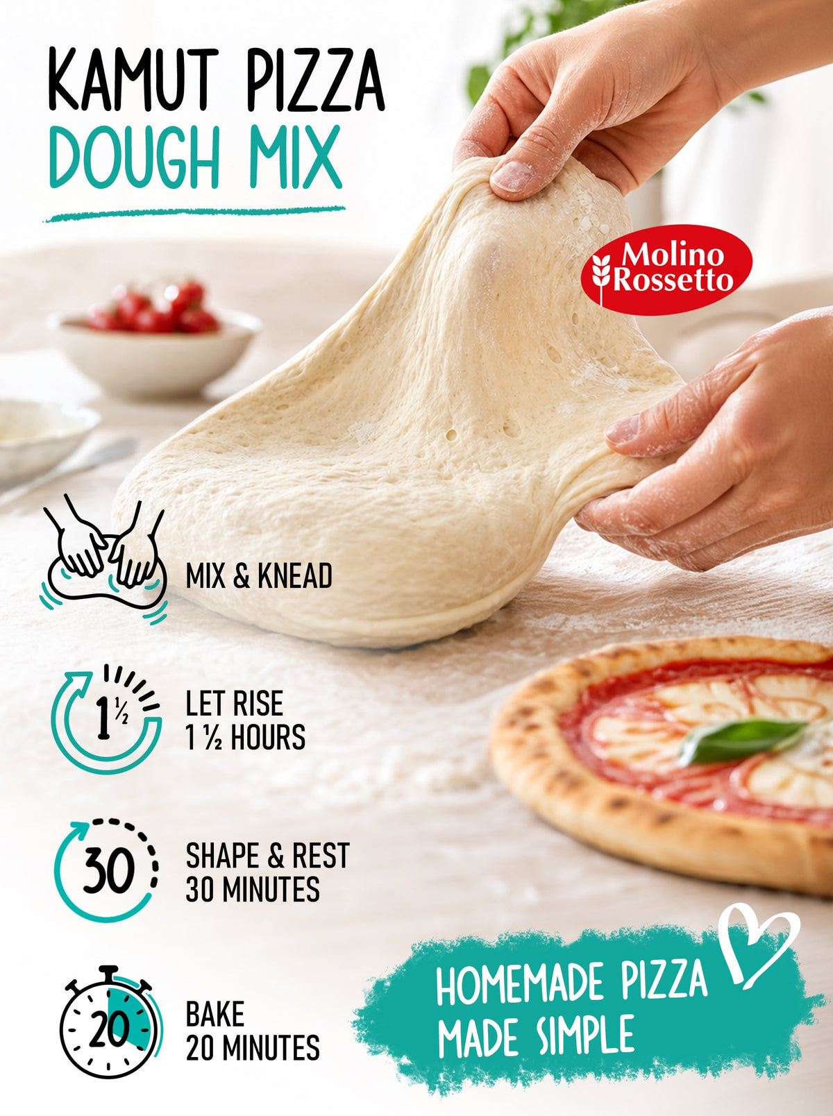 Kamut Pizza Dough Mix with Active Dry Yeast - By Molino Rossetto Molino Rossetto