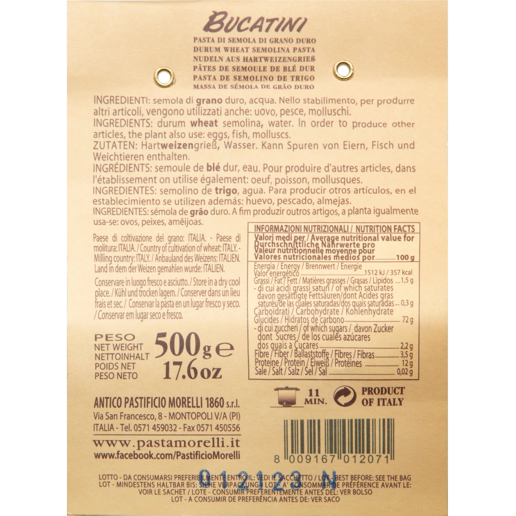 Bucatini Tube Pasta 17.6oz (500g) Morelli Pasta