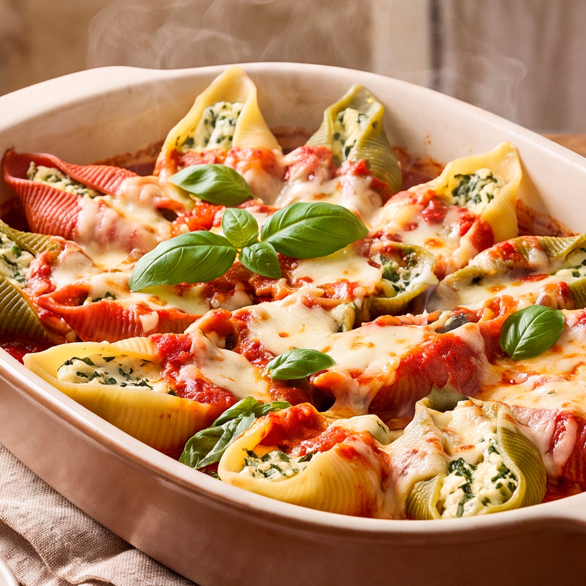 Organic Jumbo Shell Pasta | Tricolor Italian Conchiglioni - By Morelli - 17.6 oz (500g)