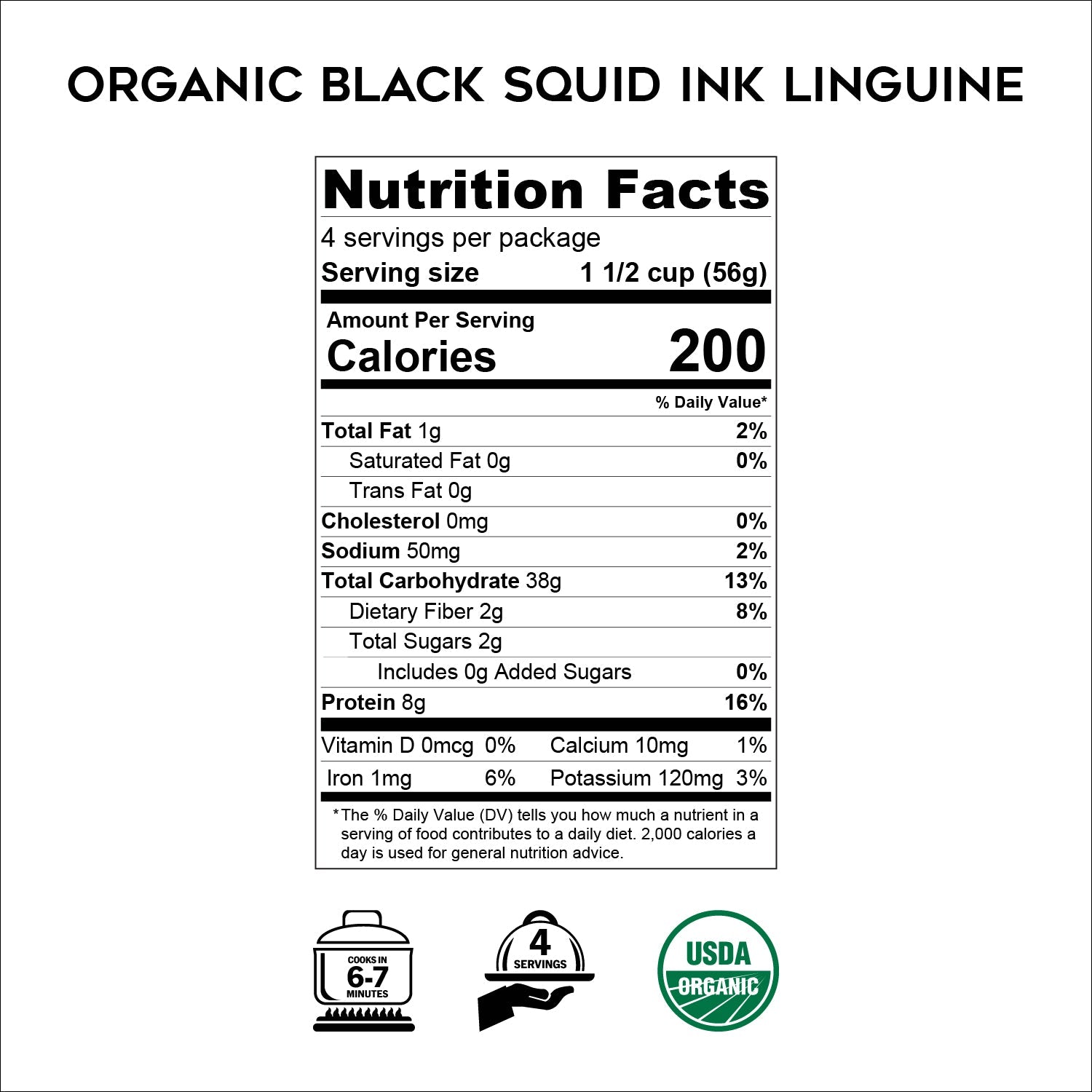 Squid Ink Pasta Linguine - Organic Italian Pasta by Morelli Morelli