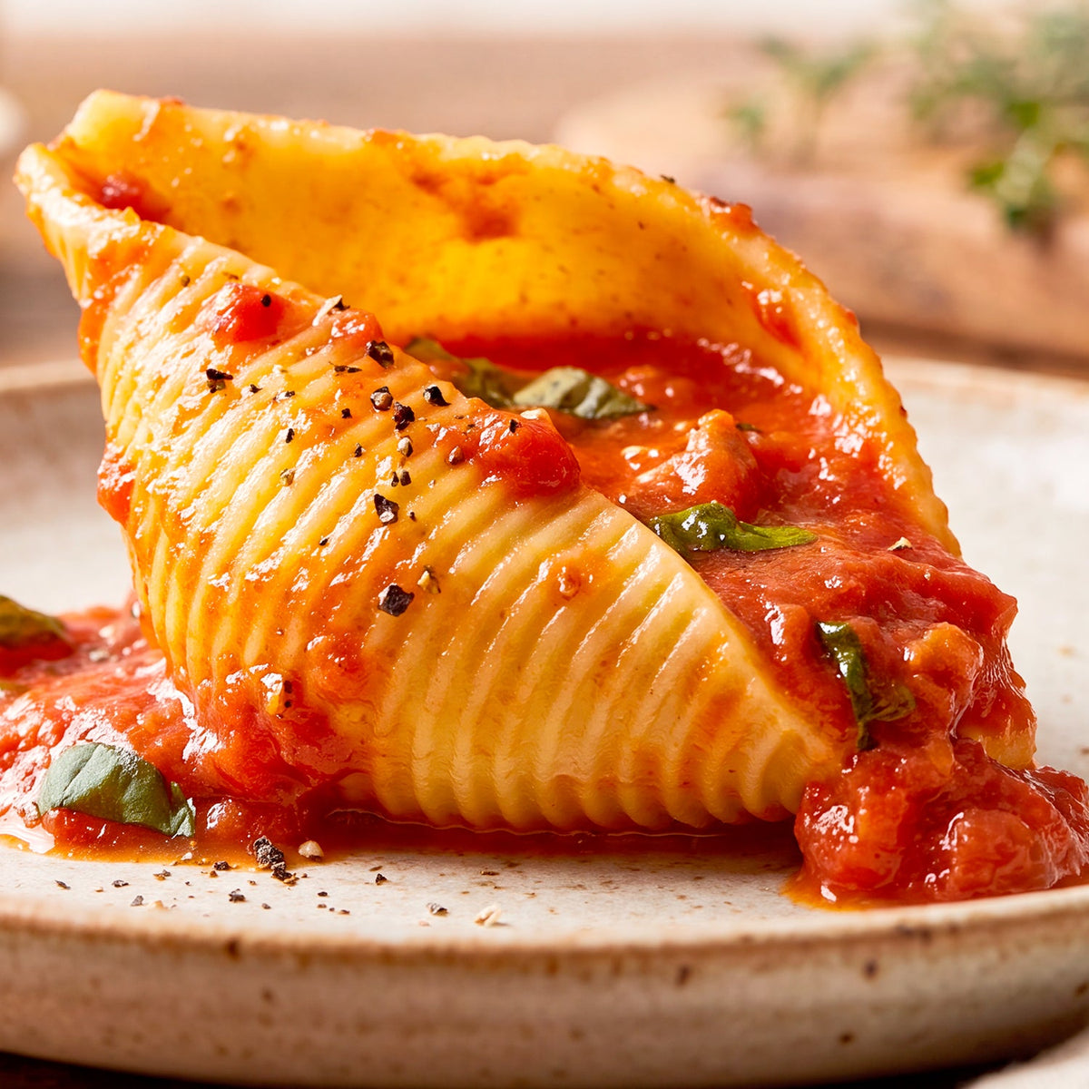 Organic Jumbo Shell Pasta | Tricolor Italian Conchiglioni - By Morelli - 17.6 oz (500g)