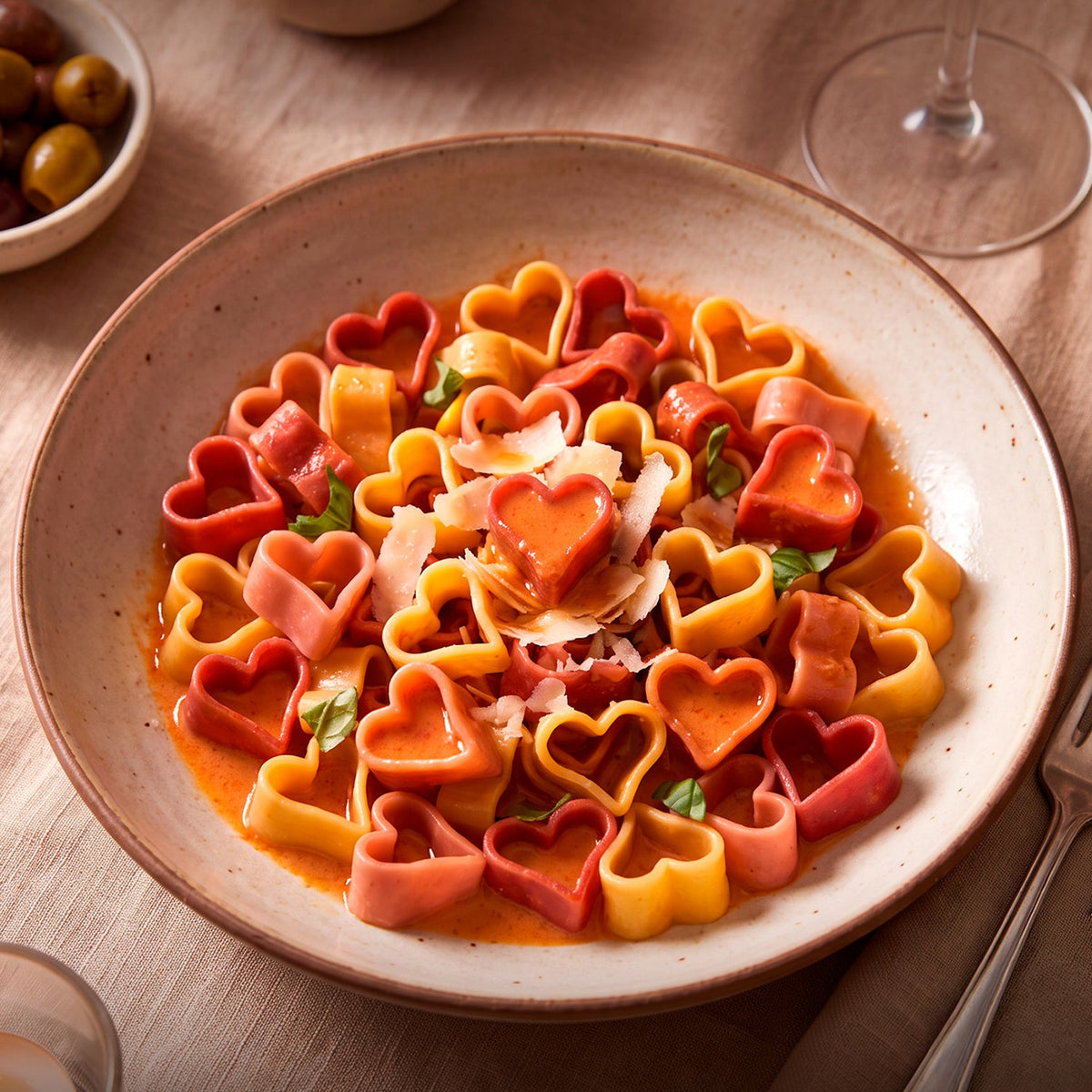 Organic Cuori Heart Pasta, Tricolor, Bronze Cut - 8.8 oz - By Morelli