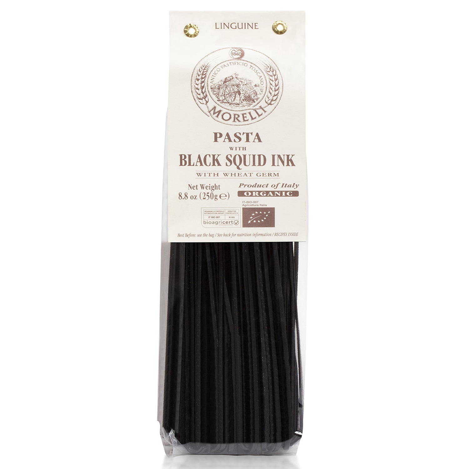 Squid Ink Pasta Linguine - Organic Italian Pasta by Morelli Morelli