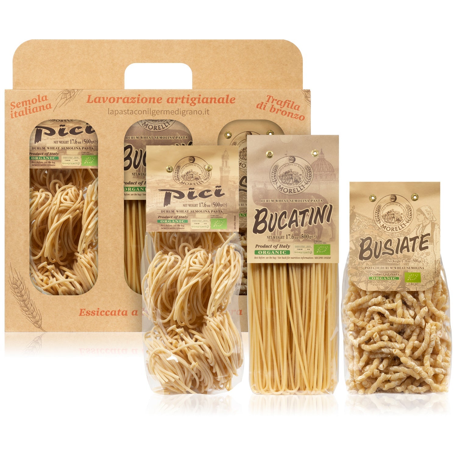 Organic Busiate, Pici, & Bucatini - Pasta Variety Pack by Morelli Morelli Pasta