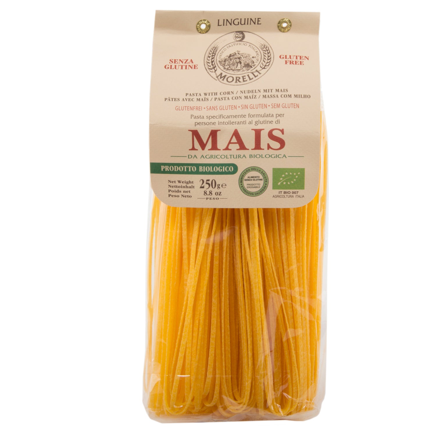 Mais Linguine Italian Pasta Made with Corn, Gluten Free 8.8oz / 250g Morelli Pasta