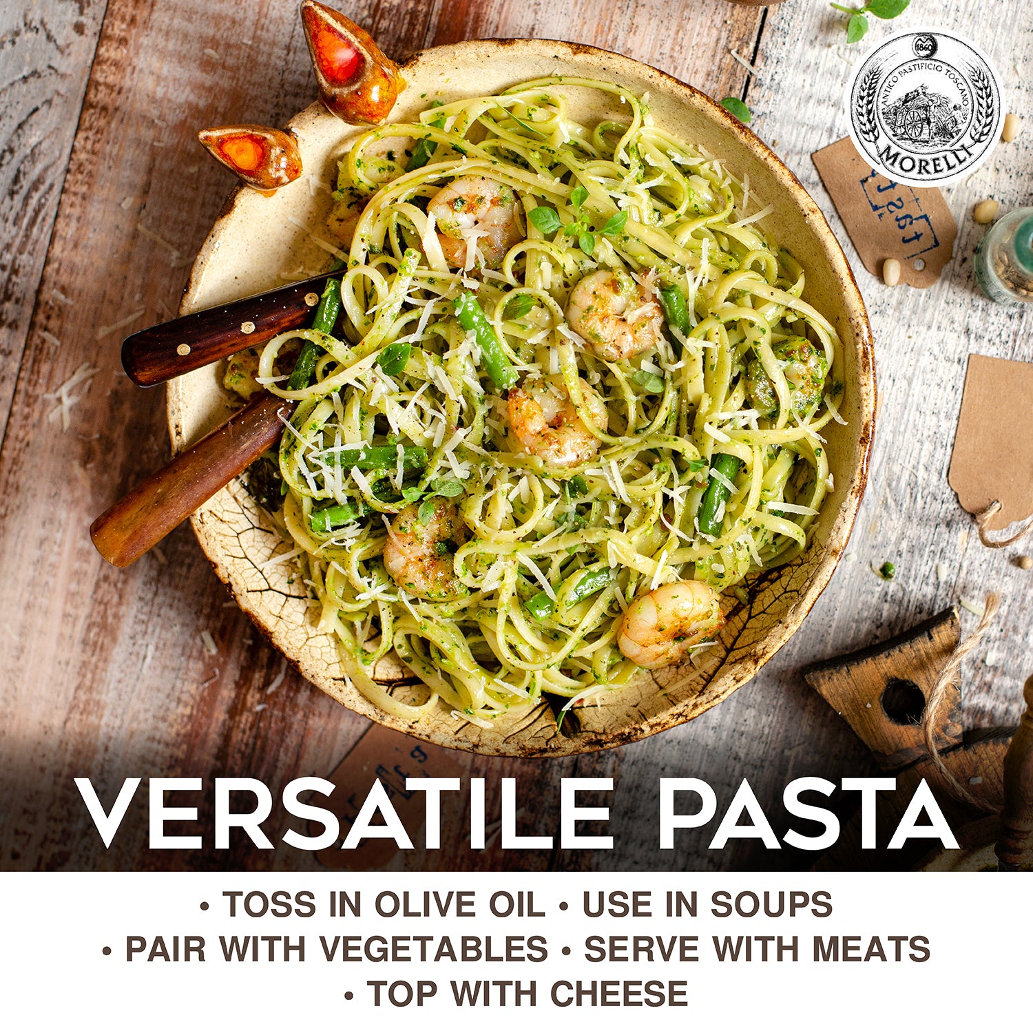 Aglio e Basilico Garlic and Basil Linguine, 8.8oz (250g) Morelli Pasta