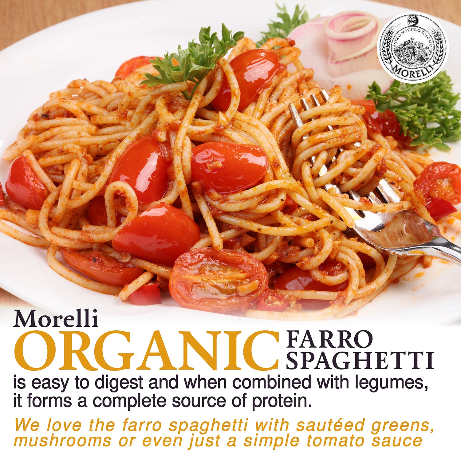 Pasta Farro Organic Spelt Spaghetti with Wheat Germ 250g Morelli Pasta