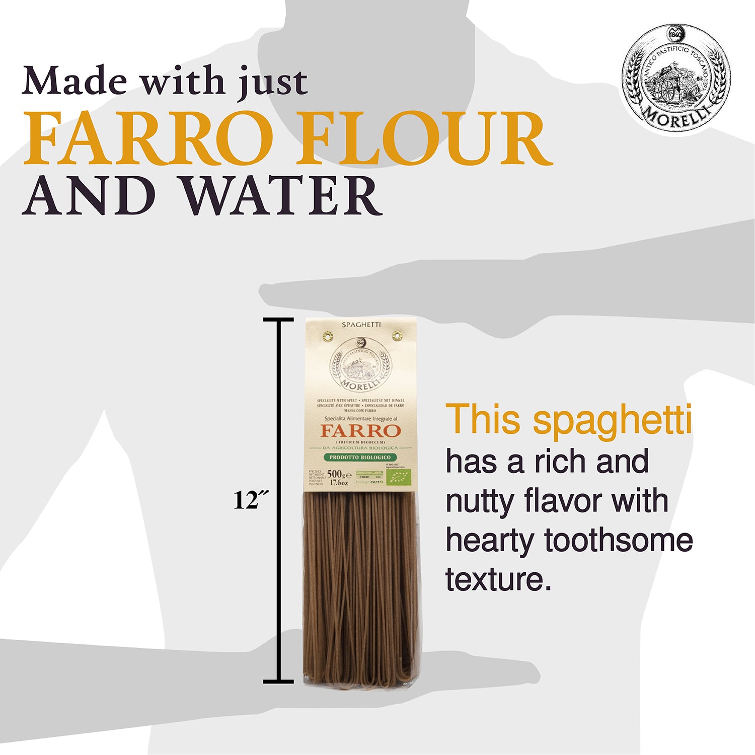 Pasta Farro Organic Spelt Spaghetti with Wheat Germ 250g Morelli Pasta