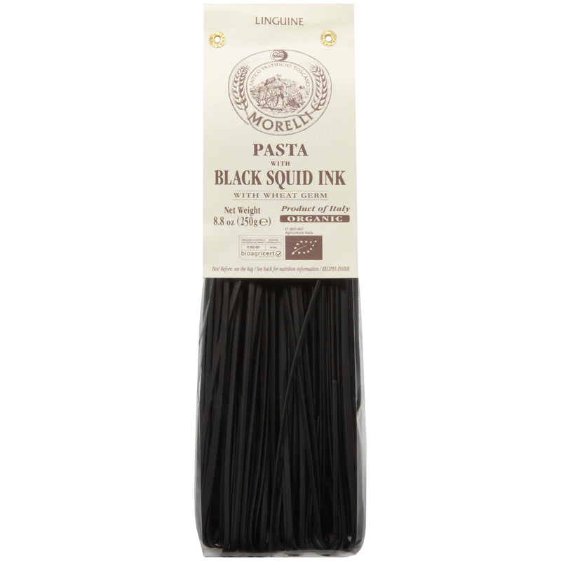 Organic Linguine Pasta with Squid Ink 8.8oz/250g Morelli Pasta