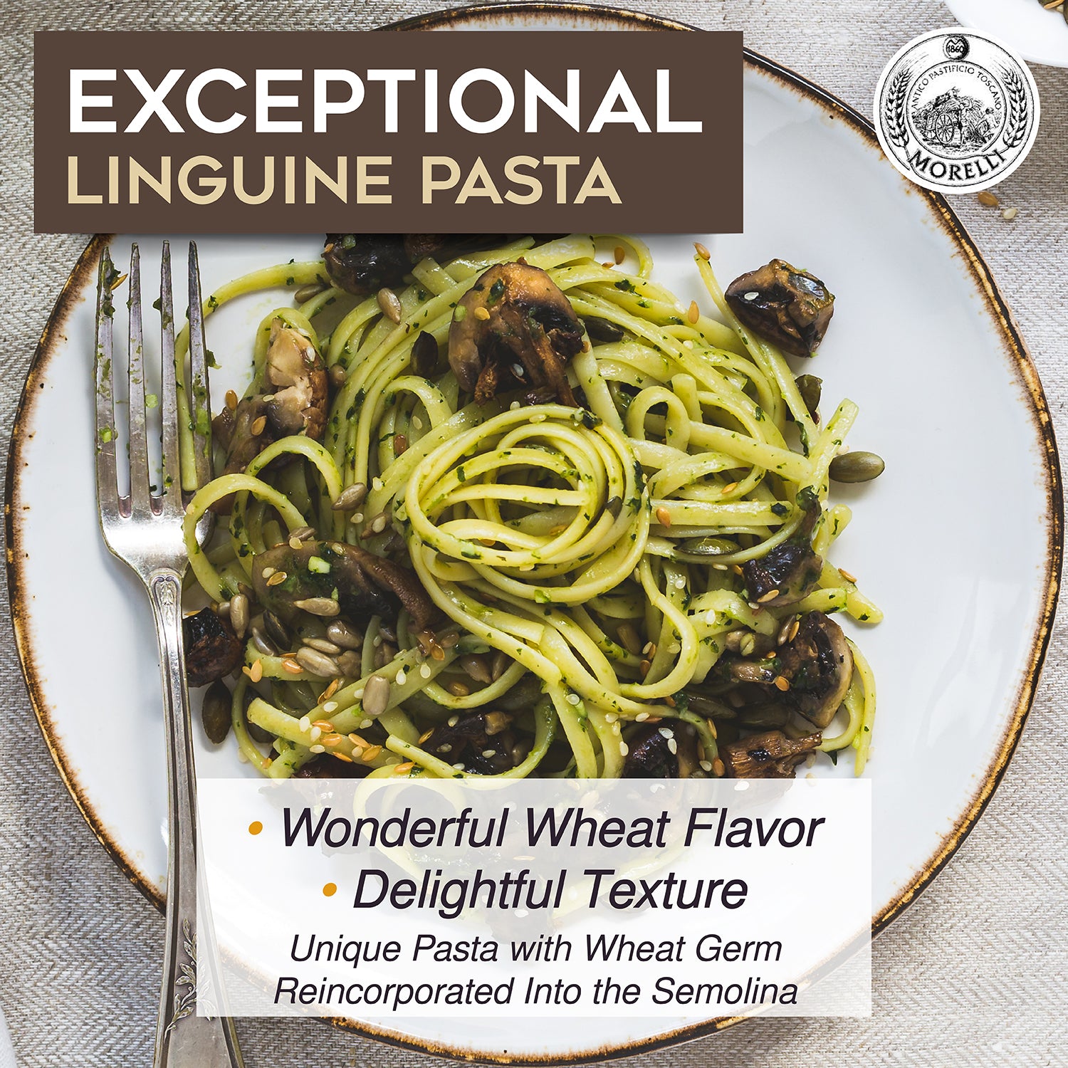 Aglio e Basilico Garlic and Basil Linguine, 8.8oz (250g) Morelli Pasta