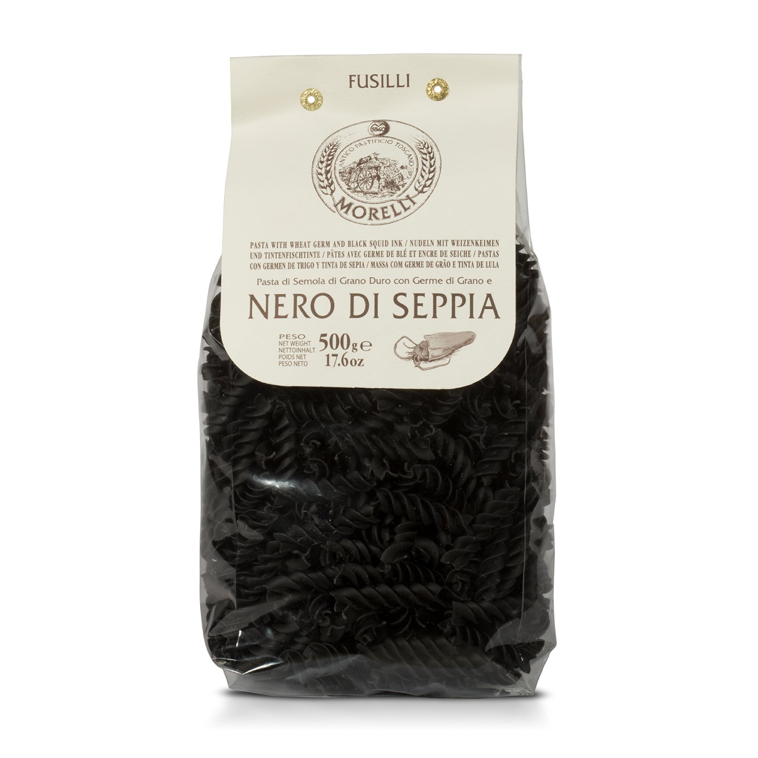 Pasta Nero Di Seppia Black Squid Ink Fusilli, 500g Morelli Pasta