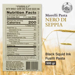 Pasta Nero Di Seppia Black Squid Ink Fusilli, 500g Morelli Pasta