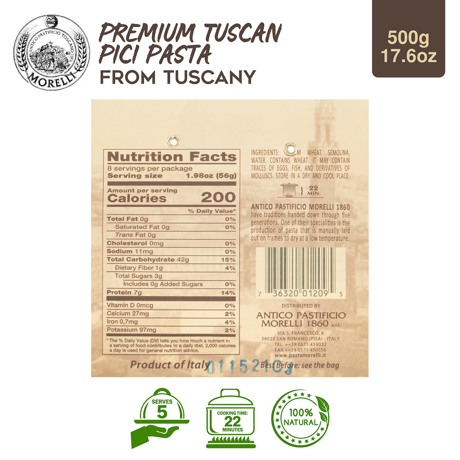 Pici di Toscana Dried Thick Pasta Nests 17.6oz (500g) Morelli Pasta