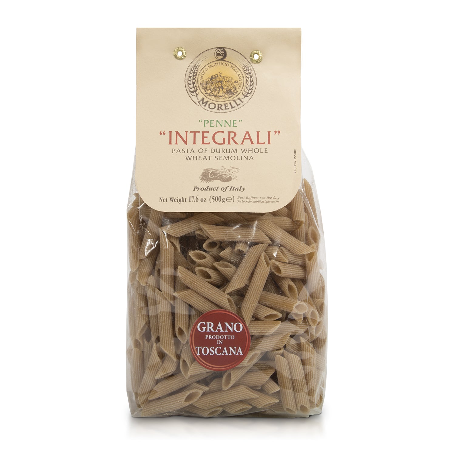 Penne Integrali Whole Wheat Pasta 17.6oz / 500g Morelli Pasta