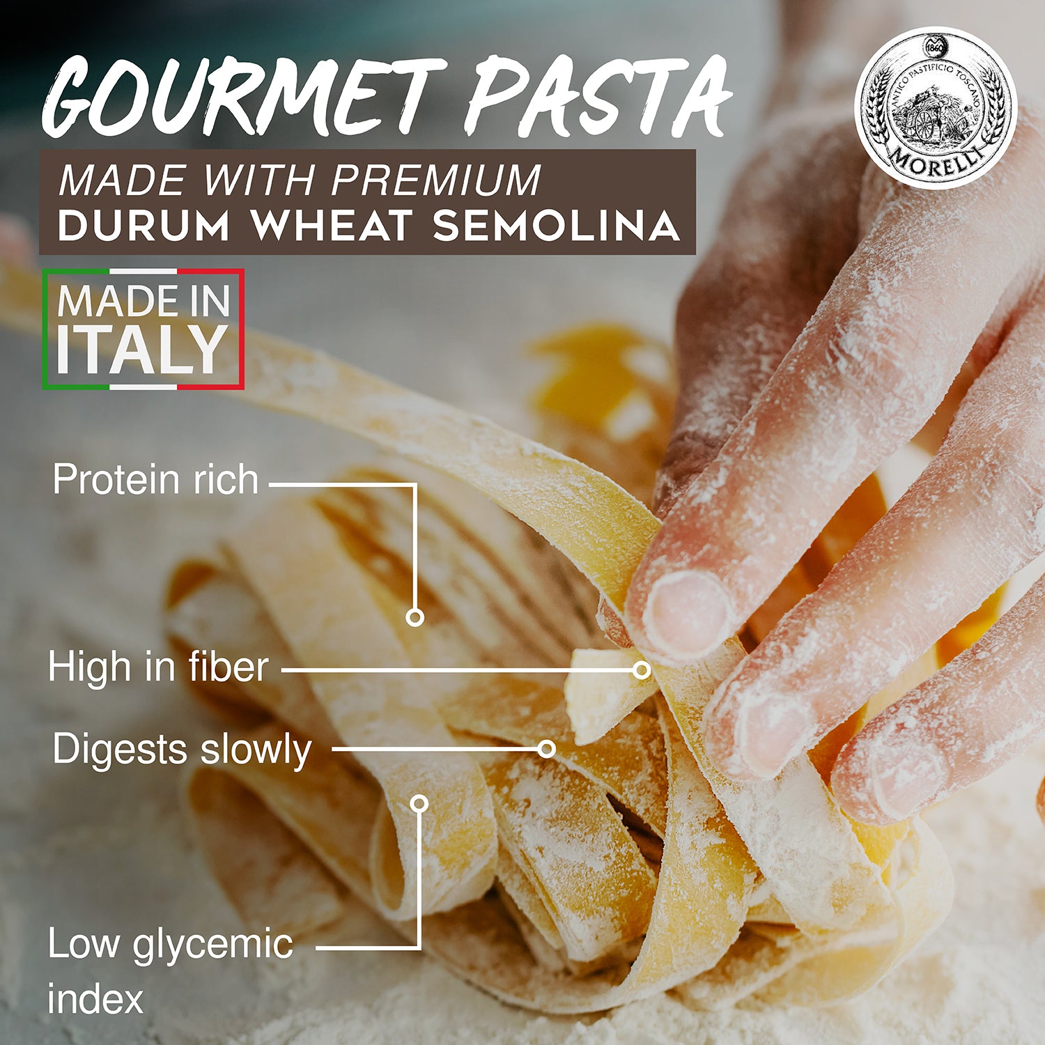 Ricciolina Pasta with Bran High Fiber Pasta 8.8oz / 250g Morelli Pasta