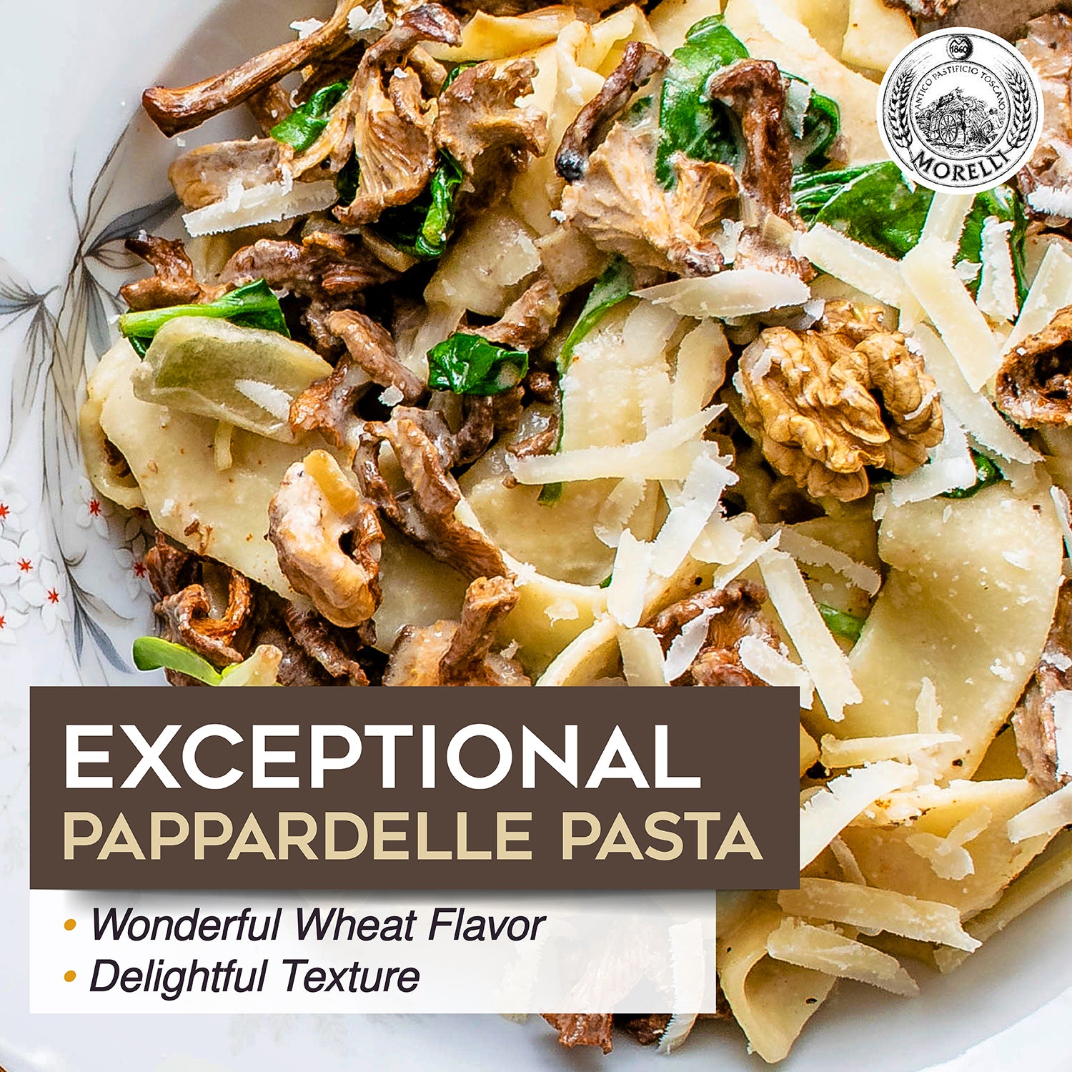 Pappardelle Pasta with Wheat Germ , 17.6oz (500g) Morelli Pasta