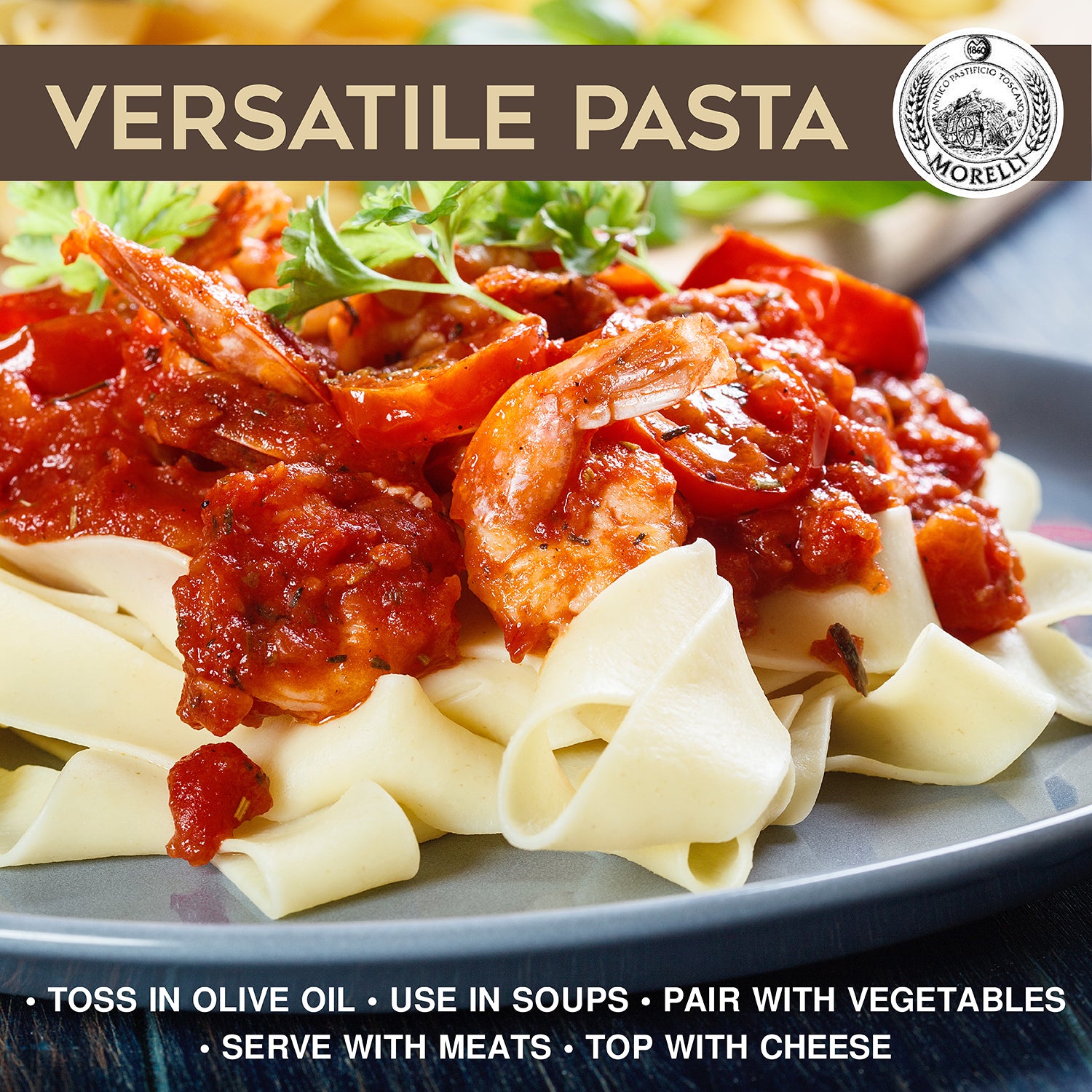 Pappardelle Pasta with Wheat Germ , 17.6oz (500g) Morelli Pasta