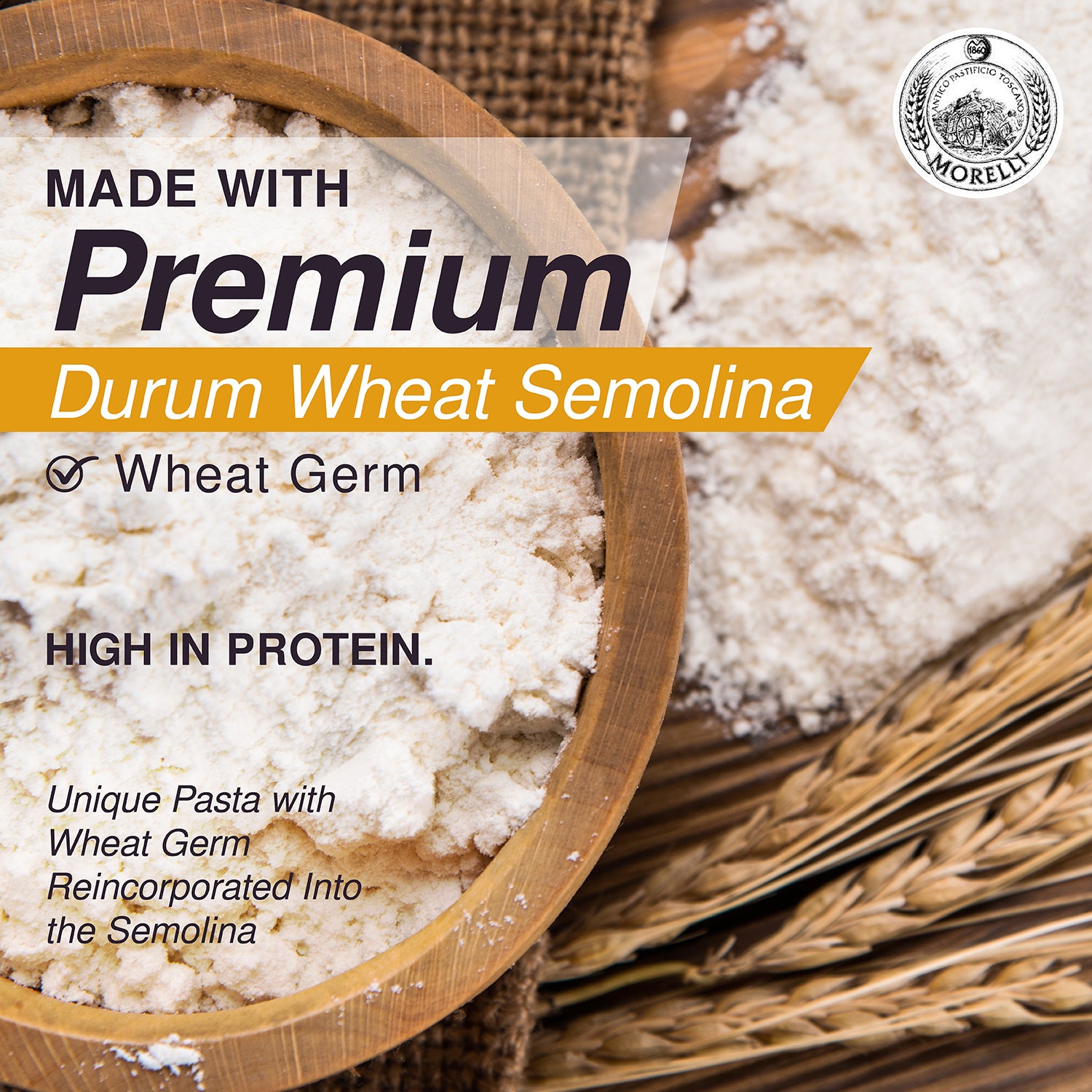 Pappardelle Pasta with Wheat Germ , 17.6oz (500g) Morelli Pasta