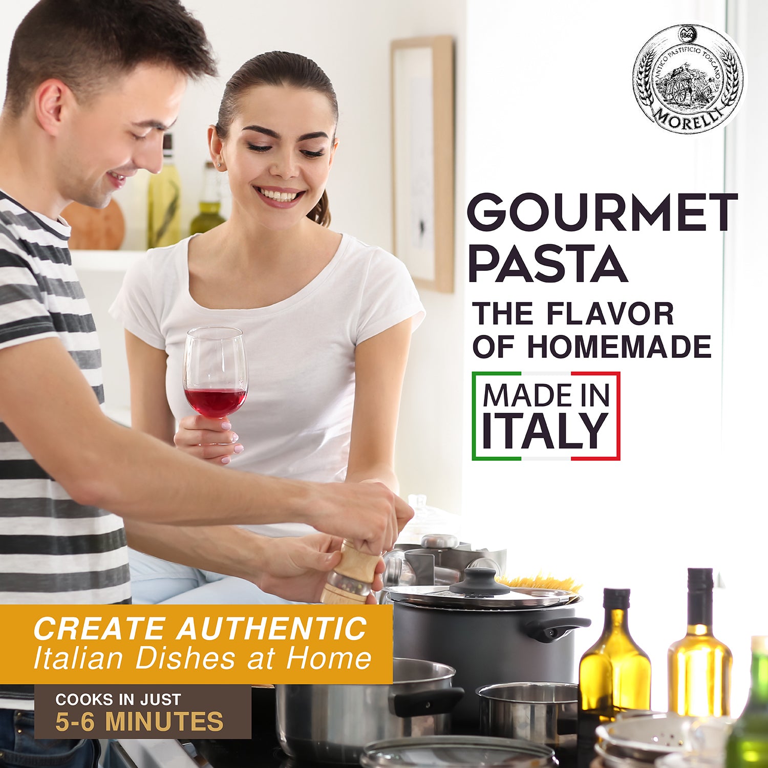 Pappardelle Pasta with Wheat Germ , 17.6oz (500g) Morelli Pasta