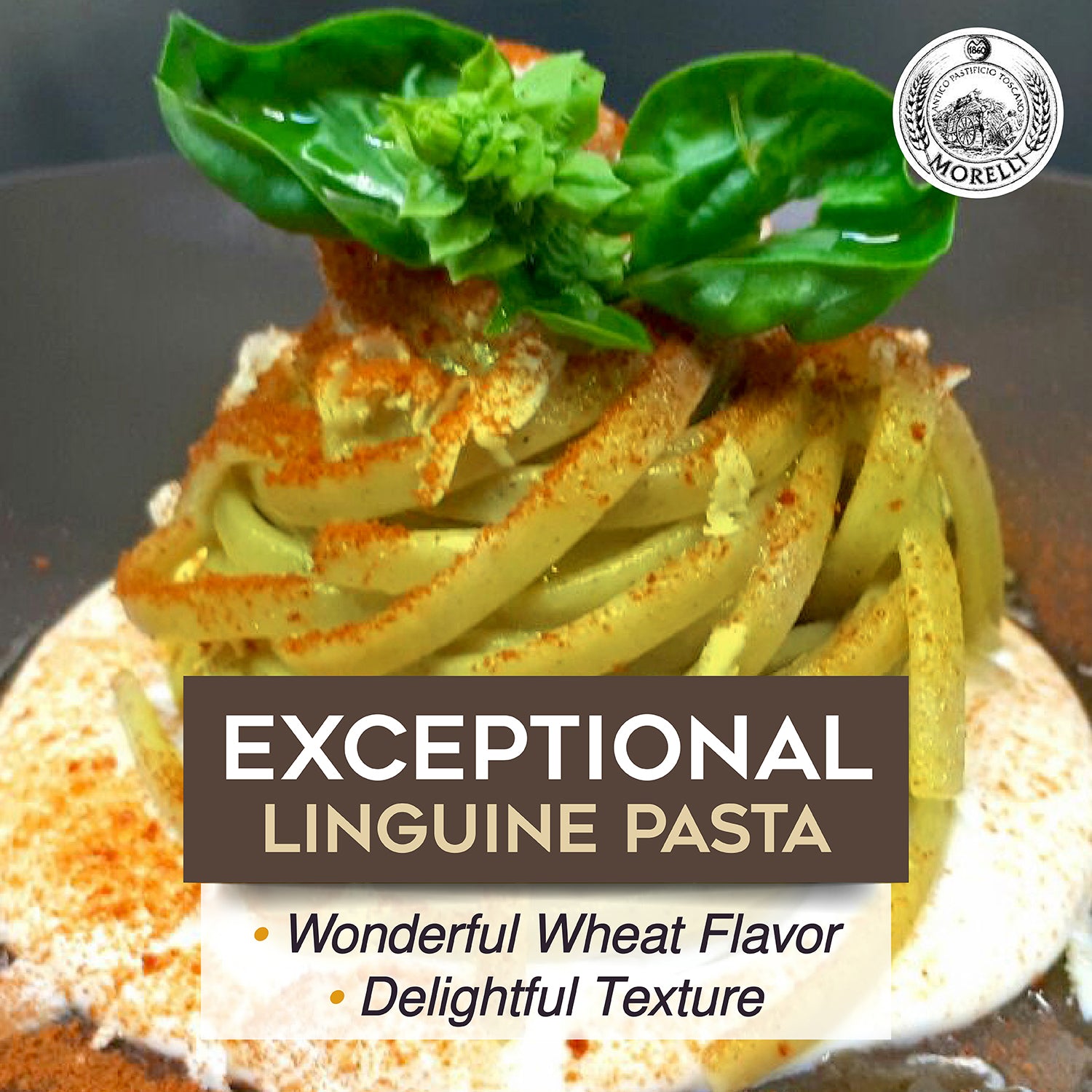 Aglio e Basilico Garlic and Basil Linguine, 8.8oz (250g) Morelli Pasta